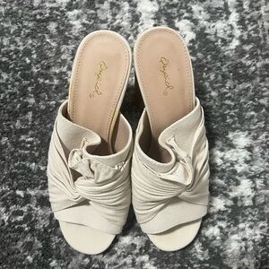 Women's Cream Slip-On Heels